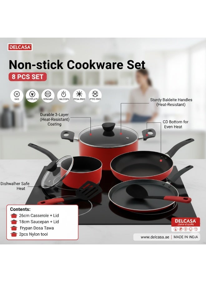 ديلكاسا طقم أواني طهي ديلكاسا 8 قطع غير لاصقة - Image 4