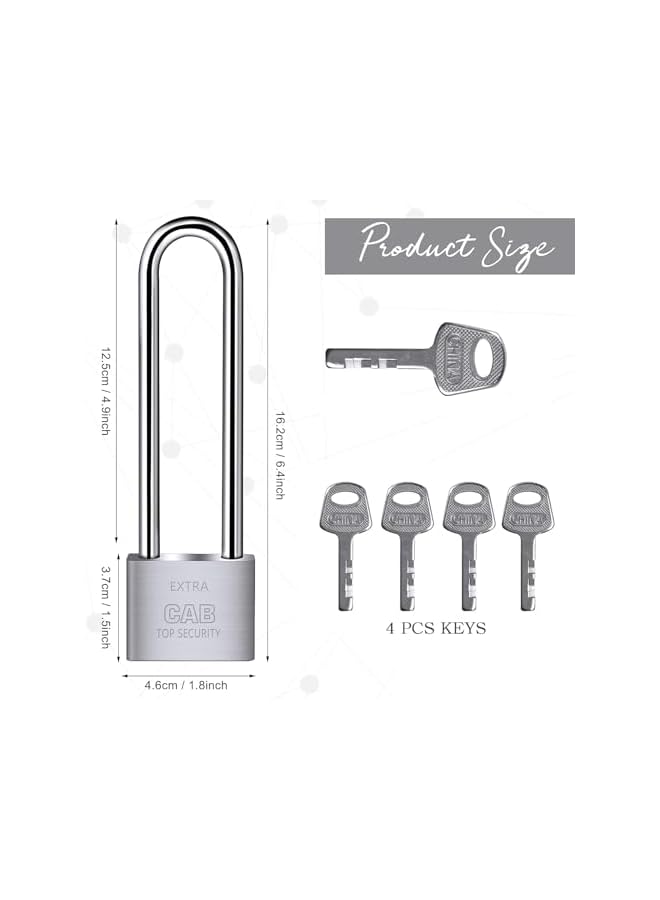 PROMASS PROMASS Lengthened Padlock with 4 Keys, 6.4 Inch Long Shackle Padlock Heavy Duty Lock Waterproof High Security Outdoor Padlock for Warehouses Container Doors Garage Shed  - Image 2