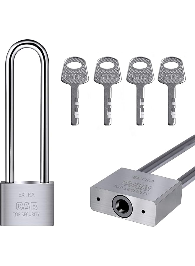 PROMASS PROMASS Lengthened Padlock with 4 Keys, 6.4 Inch Long Shackle Padlock Heavy Duty Lock Waterproof High Security Outdoor Padlock for Warehouses Container Doors Garage Shed  - Image 1