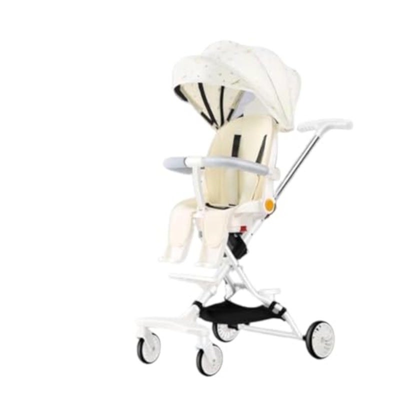 Travel stroller for airplane use: lightweight aluminum frame, full white color, ultra-compact fold for overhead bin storage and smooth all-terrain maneuverability - Image 5
