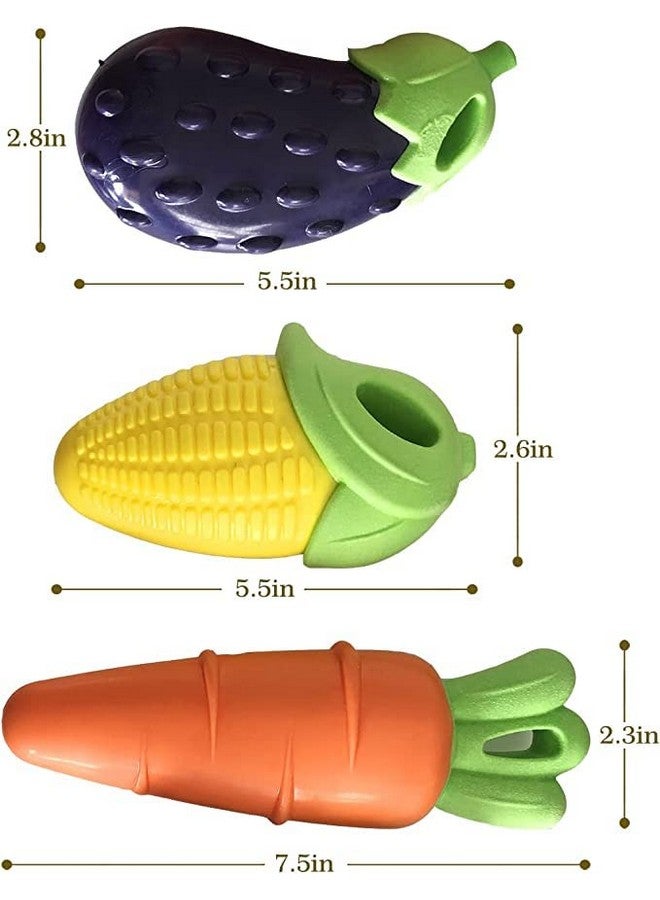 ألعاب مضغ غير سامة تصدر أصوات صرير - لعبة مطاطية متينة غير قابلة للتدمير لجميع سلالات الكلاب - مجموعة ألعاب Veggieae مكونة من 3 قطع - Image 3