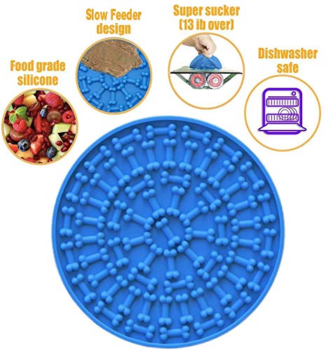 Ziaon Dog Shower Lick Pad, Slow Feeder,Dog Peanut Butter Lick Pad Dog Mat Suctions to Wall for Grooming, Pet Bathing, and Dog Training（2pcs） Blue & Red (Large) - Image 2