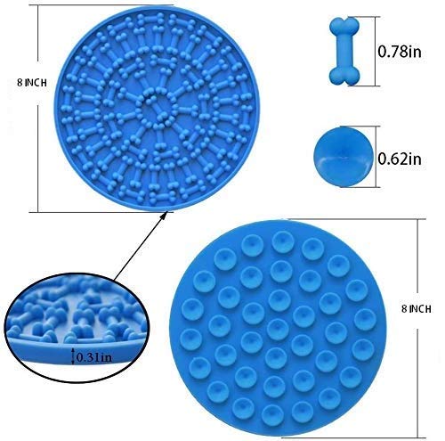 Ziaon Dog Shower Lick Pad, Slow Feeder,Dog Peanut Butter Lick Pad Dog Mat Suctions to Wall for Grooming, Pet Bathing, and Dog Training（2pcs） Blue & Red (Large) - Image 3
