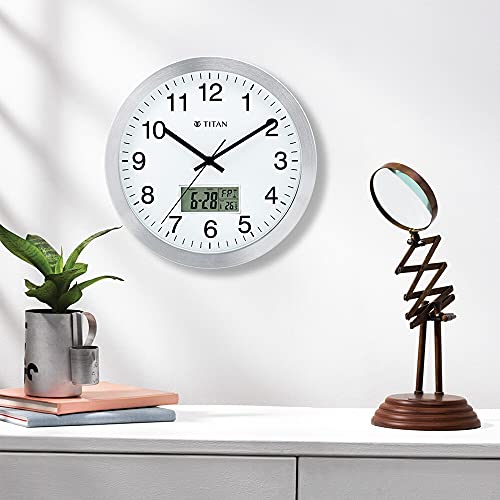 Titan Metallic Wall Clock with Digital Display - 30 cm x 30 cm (Medium) - Image 2