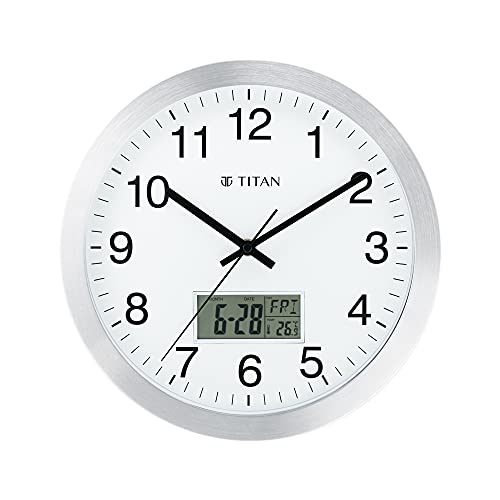 Titan Metallic Wall Clock with Digital Display - 30 cm x 30 cm (Medium) - Image 1