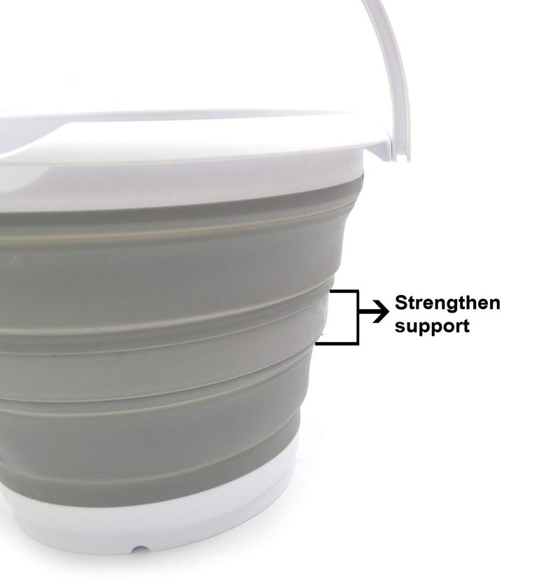 SAMMART Set of 2-10L (2.64Gallon) Collapsible Fishing Bucket - Foldable Round Tub - Portable Plastic Water Pail - Space Saving Outdoor Waterpot - Trunk Organizer (2, Grey) - Image 3