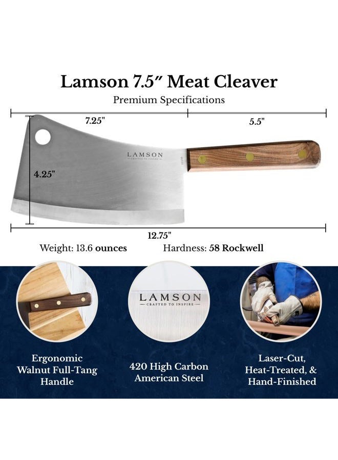 Lamson 7.25" Heavy Duty Meat Cleaver with Walnut Handle - Image 2