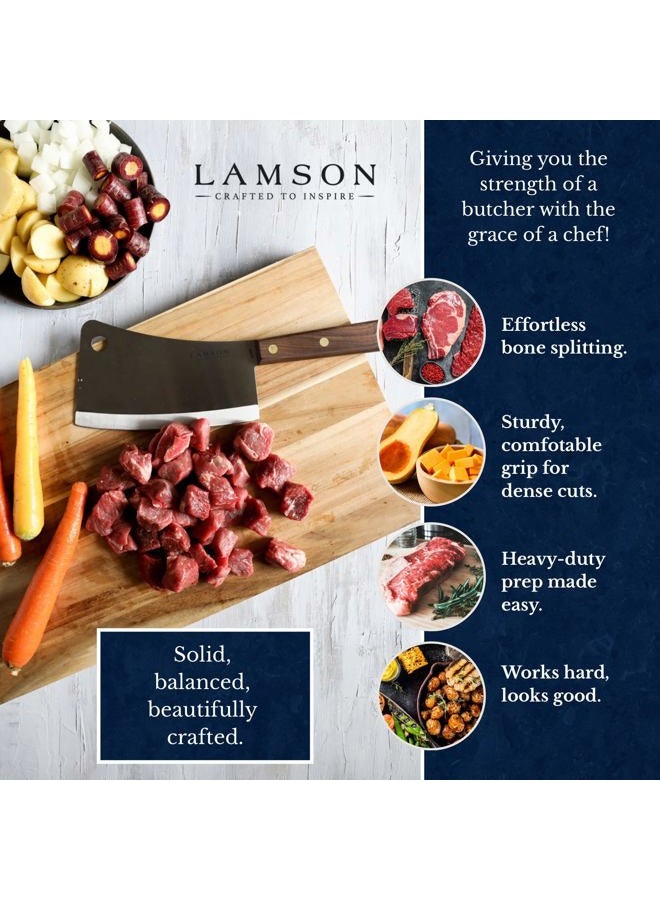 Lamson 7.25" Heavy Duty Meat Cleaver with Walnut Handle - Image 4