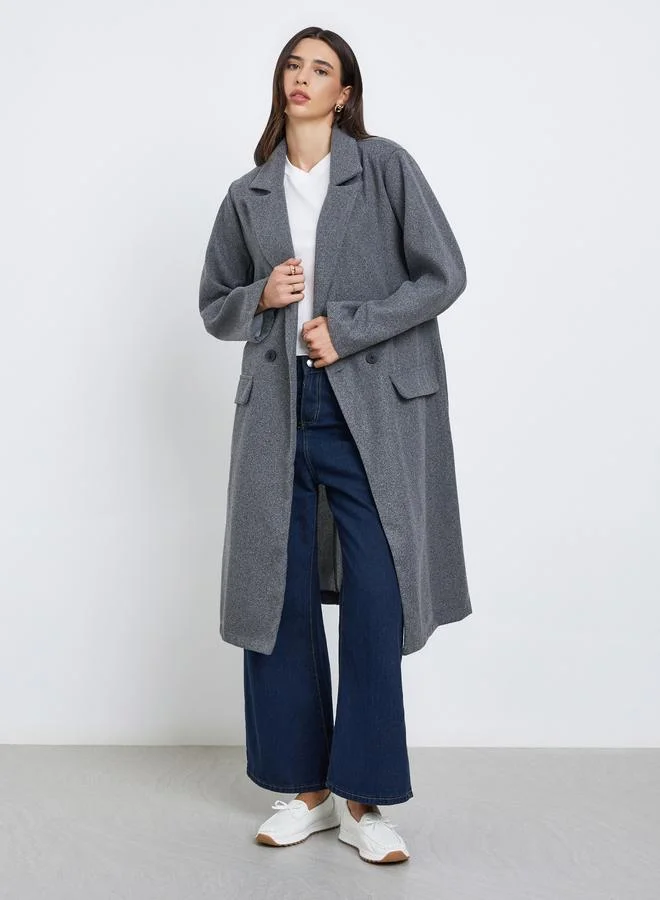 Styli Styli Grey Regular Fit Wool Like Button Coat