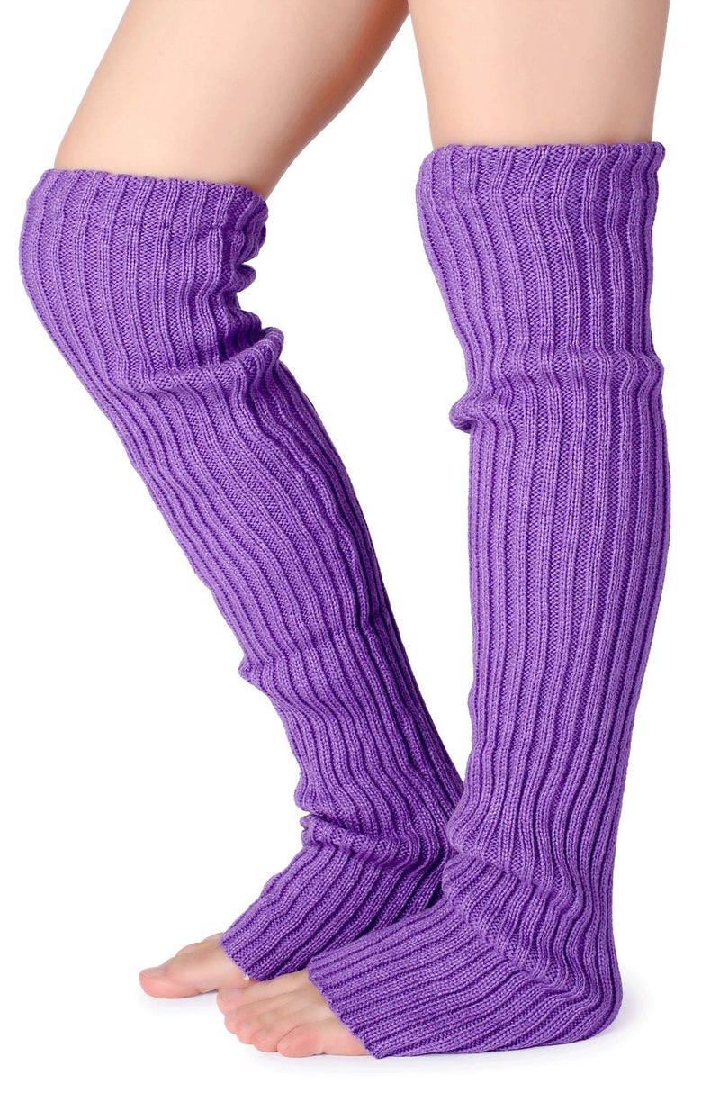 Pareberry Women's Winter Over Knee High Footless Socks Knit Warm Long Leg Warmers (Purple, 27 Inches) - Image 5