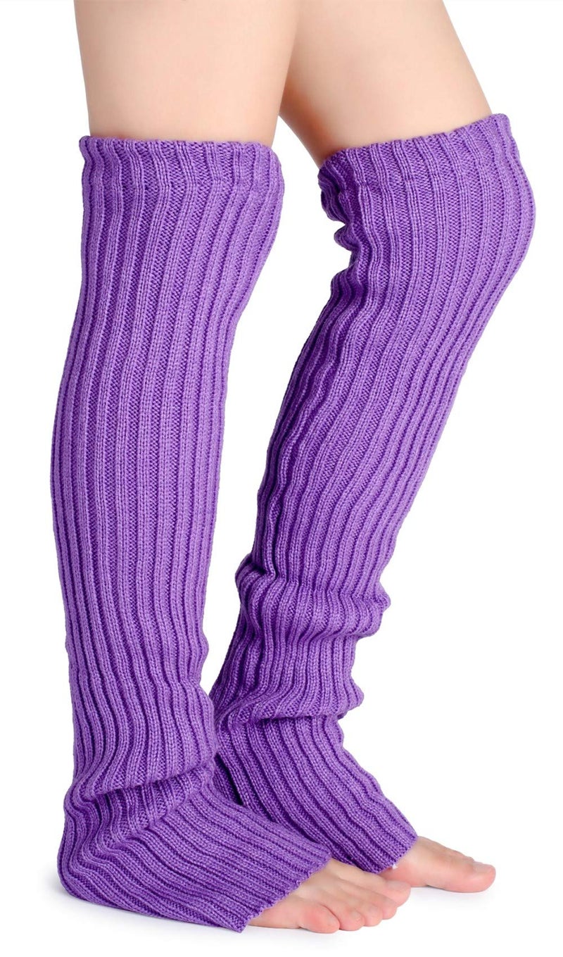 Pareberry Women's Winter Over Knee High Footless Socks Knit Warm Long Leg Warmers (Purple, 27 Inches) - Image 2