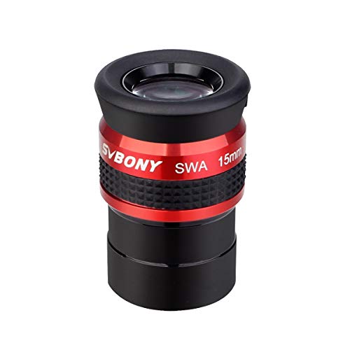 SVBONY SV154 Telescope Eyepiece 1.25 inch SWA 70 Degree 15mm Super wide Angle Telescope Accessory with Twist Up Eyecups - Image 1