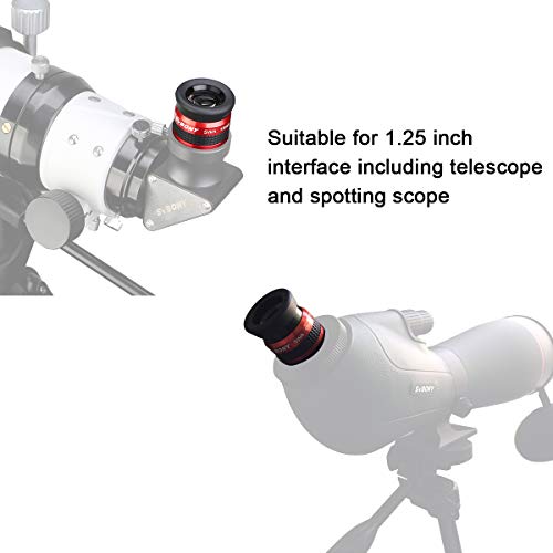 SVBONY SV154 Telescope Eyepiece 1.25 inch SWA 70 Degree 15mm Super wide Angle Telescope Accessory with Twist Up Eyecups - Image 5