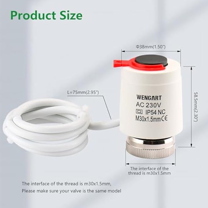 PLUG THERMAL ACTUATOR WG20, NORMALY CLOSED AC230V SUITABLE FOR ALMOST ALL COMMON HEATING CIRCUIT MANIFOLDS - Image 3