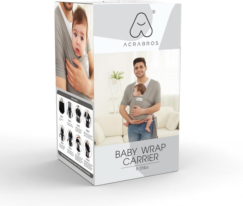Acrabros Hands-Free Baby Wrap Carrier in Heather Grey - Image 4