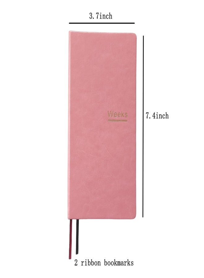 receip A6 Weekly Planner Undated Weeks Portable Size Organizer Appointment PU Leather Journal Pocket Notebook (Pink) - Image 2