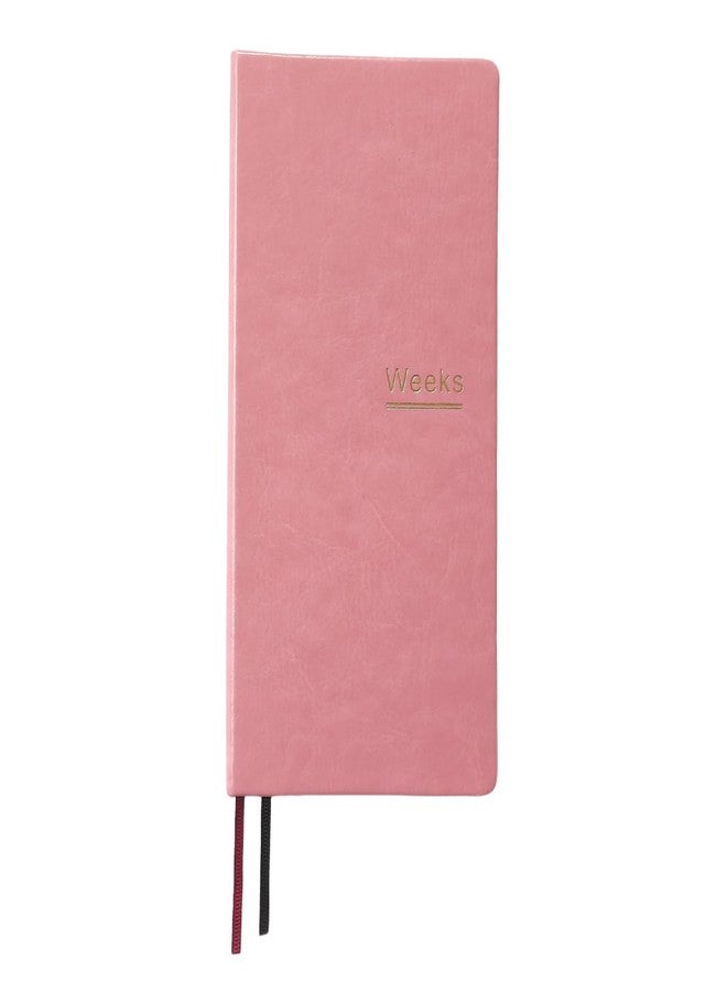 receip A6 Weekly Planner Undated Weeks Portable Size Organizer Appointment PU Leather Journal Pocket Notebook (Pink) - Image 1