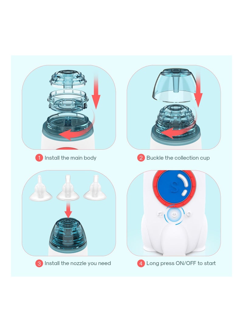 Waterproof Baby Nasal Aspirator, Prevent Backflow Soft Silicone USB Rechargeable Baby Electric Baby Nose Sucker 3 Suction Levels Adjustable, Baby Nose Cleaner for Home Use - Image 3