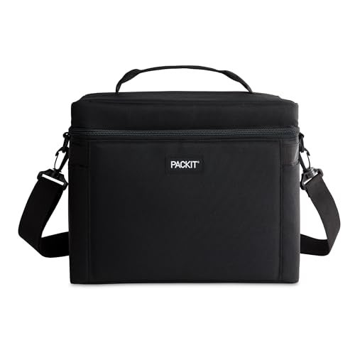PackIt Freezable Newport Cooler, Black, Collapsible, Reusable, Built with ECOFREEZE® Technology, Wide Top Opening, Double Zip Closure, with Adjustable & Removable Shoulder Straps for Easy Carrying - Image 1
