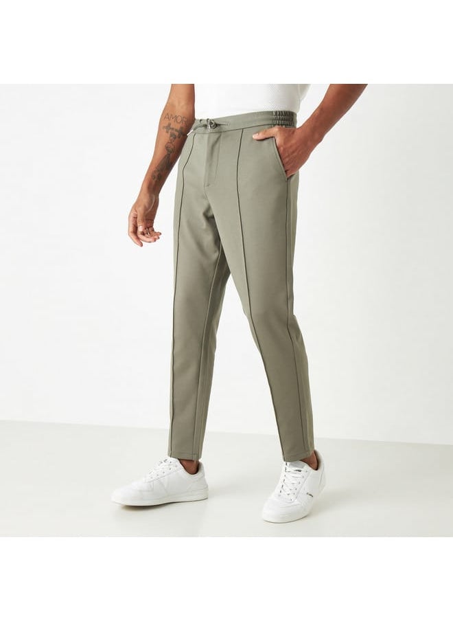 Iconic Iconic Solid Pants with Drawstring Closure and Pockets  - Image 1