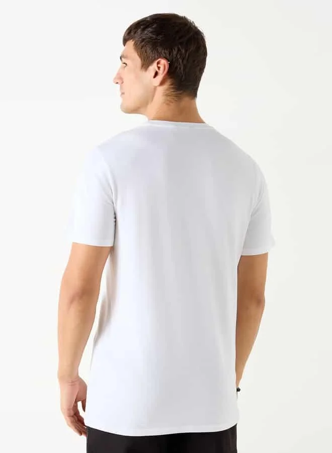 Iconic Iconic Slogan Print Crew Neck T-shirt with Short Sleeves