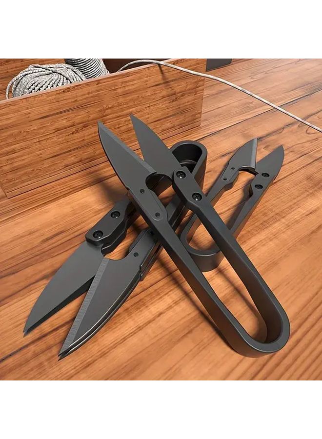 Black Carbon Steel Scissors U Shaped Garden Shears Yarn Trimming Nippers - Image 5