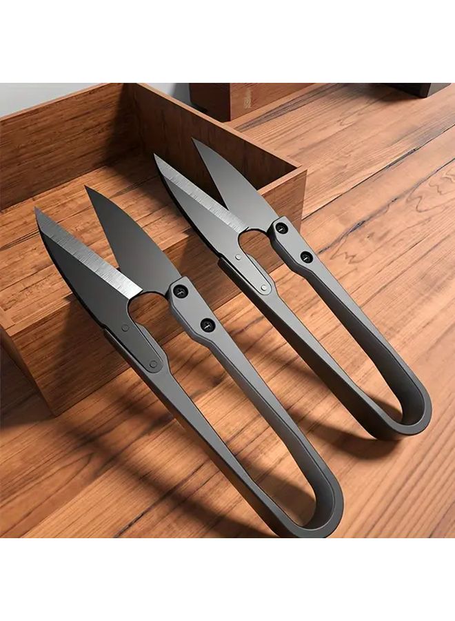 Black Carbon Steel Scissors U Shaped Garden Shears Yarn Trimming Nippers - Image 3