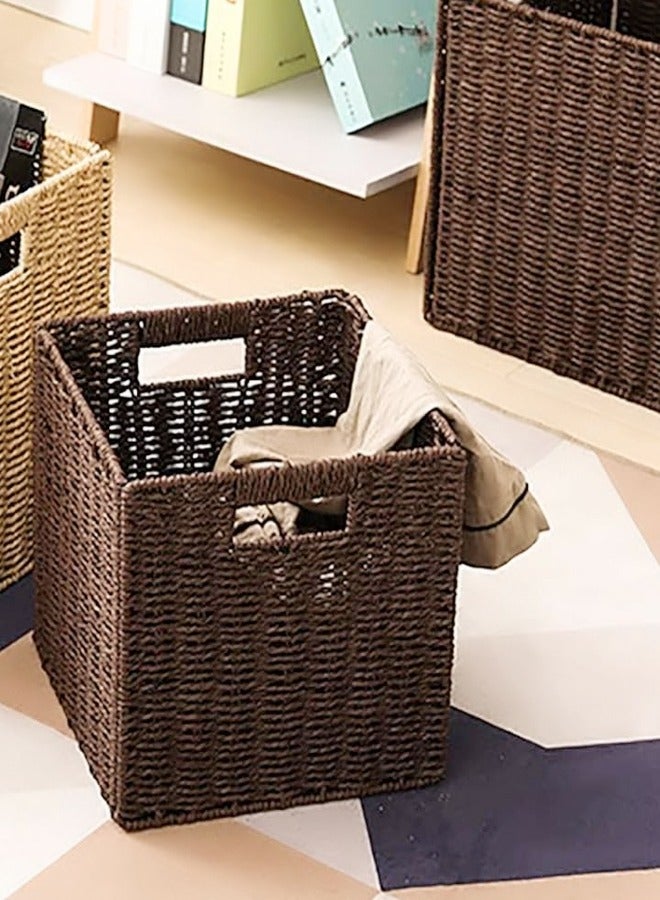 C&C Home Lightweight Foldable Wooden Square Samantha Utility Laundry Basket Brown Household Storage Organizer 30x30x30cm  - Image 3