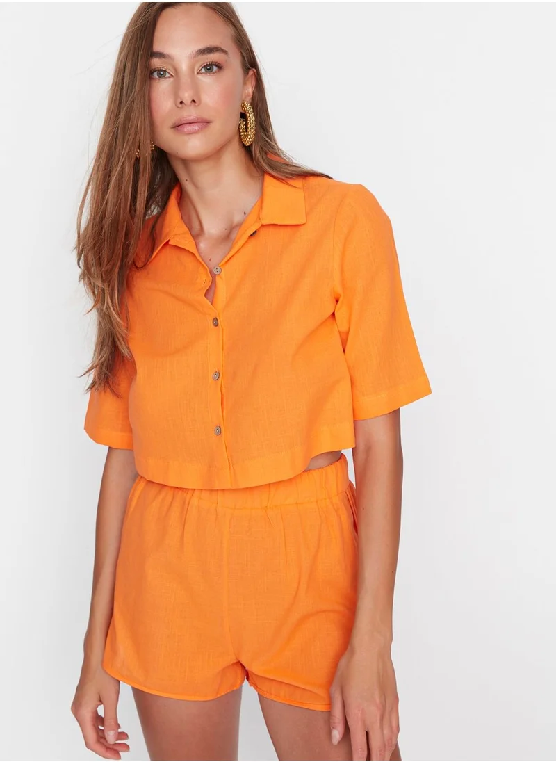 trendyol Polo Neck Crop Top & Bottom Set