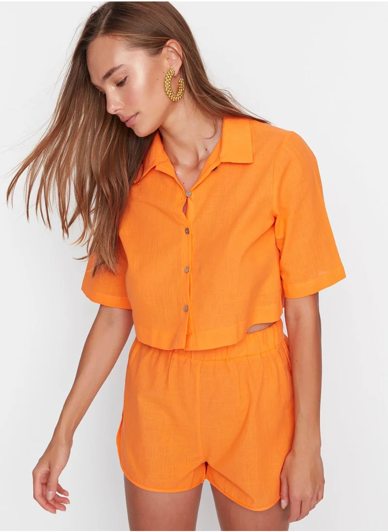 trendyol Polo Neck Crop Top & Bottom Set