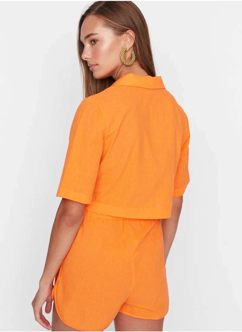 trendyol Polo Neck Crop Top & Bottom Set