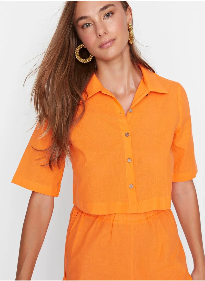trendyol Polo Neck Crop Top & Bottom Set