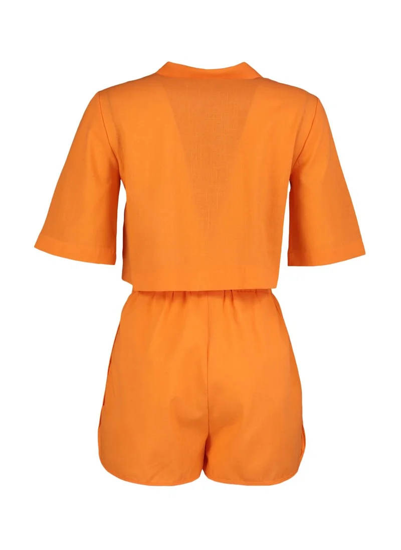 trendyol Polo Neck Crop Top & Bottom Set