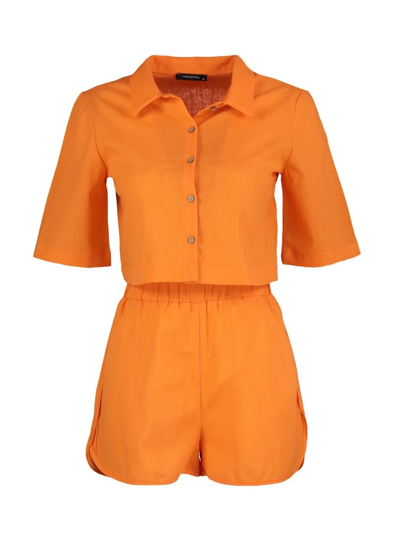 trendyol Polo Neck Crop Top & Bottom Set