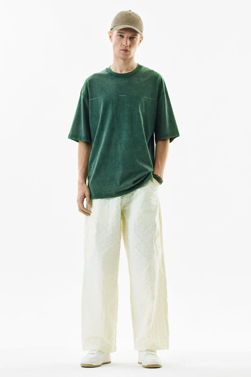 SNITCH Off White Textured Relaxed Casual Trousers