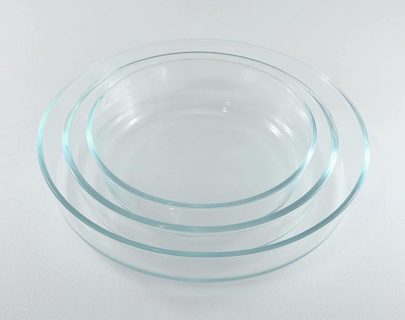 Home Maker Glass Round Deep Flan Oven Baking 3-Pieces Set - Image 1