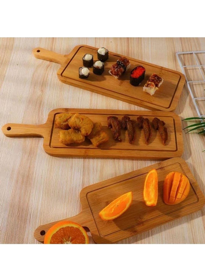 LINGWEI Bamboo Pizza Tray With Handle 14x40cm  - Image 3