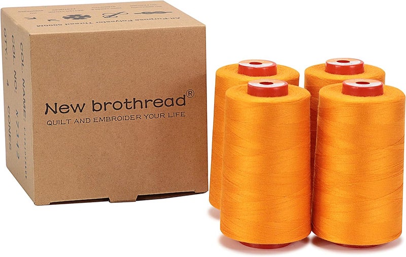 New brothread - 30 Options - 4 Large Cones of 5500Y (5000M) Each All Purpose Spun Polyester Thread 40S/2 (Tex27) for Serger, Overlock, Quilting, Piecing and Sewing - Pumpkin - Image 3