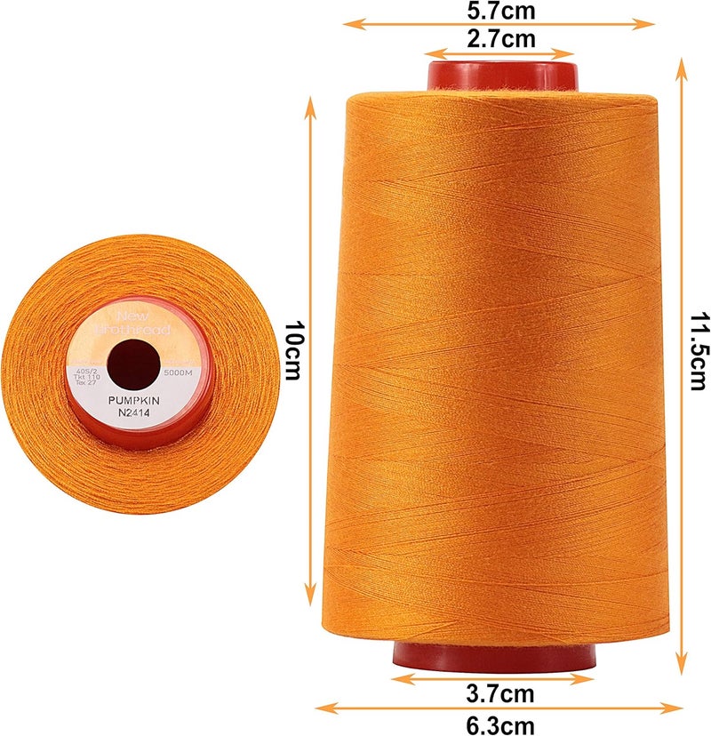 New brothread - 30 Options - 4 Large Cones of 5500Y (5000M) Each All Purpose Spun Polyester Thread 40S/2 (Tex27) for Serger, Overlock, Quilting, Piecing and Sewing - Pumpkin - Image 2