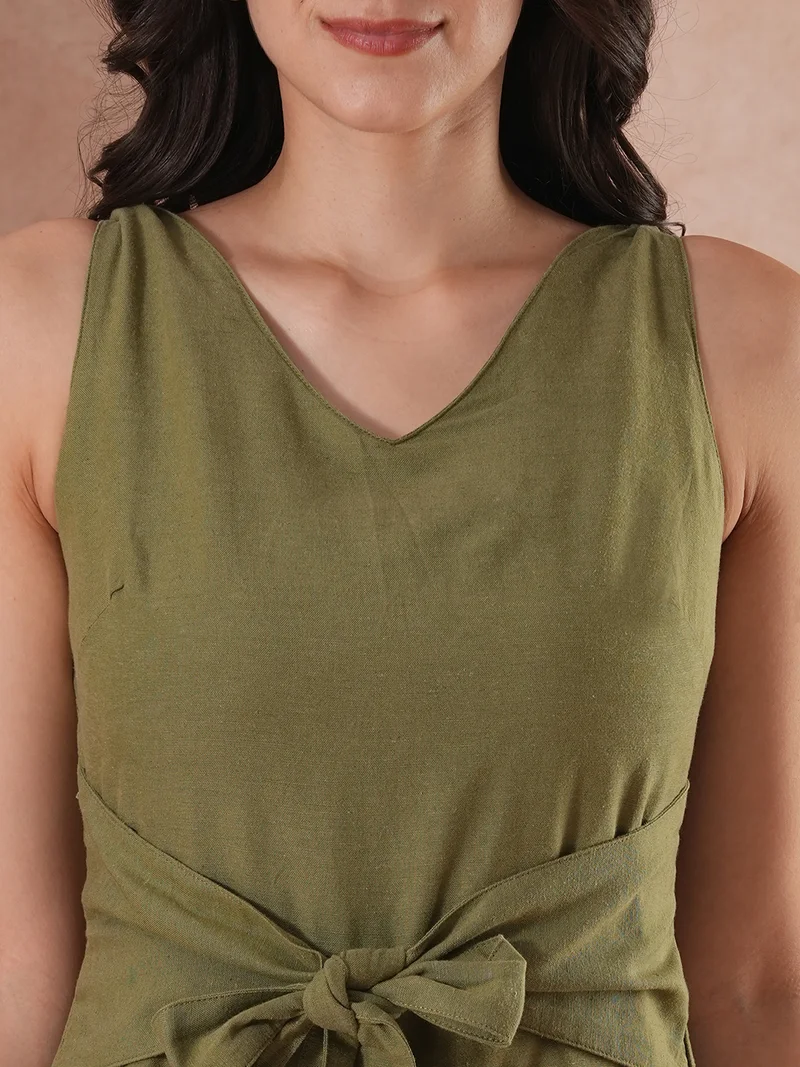 globus Women V-Neck Cotton Basic Jumpsuit