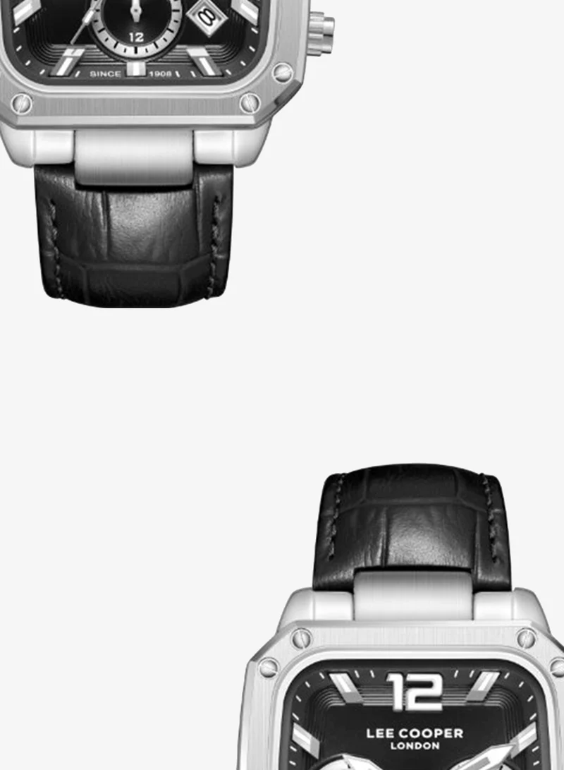 Lee Cooper black Men's Leather Multi Function Watch LC08184.351 - 39X49 mm for Men | Best Price UAE