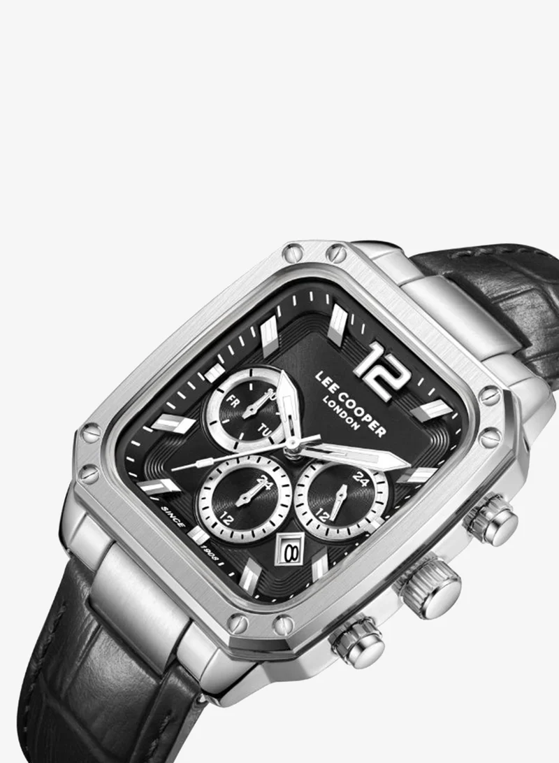 Lee Cooper black Men's Leather Multi Function Watch LC08184.351 - 39X49 mm for Men | Best Price UAE