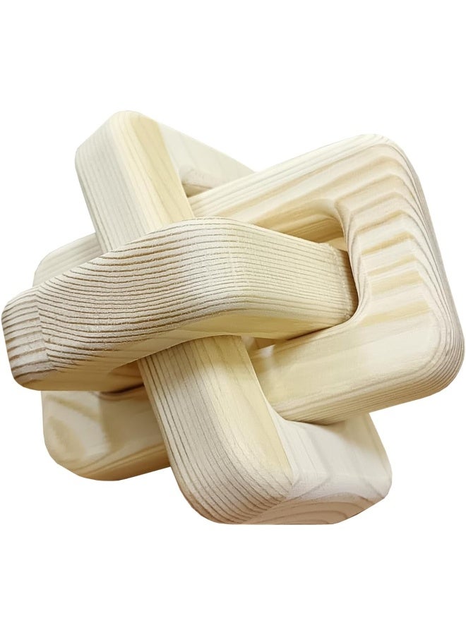 YINZUO YINZUO Wooden Knot and Chain Link Decor â€“ Natural Wood Link Sculpture & Interlocking Knot for Coffee Table, Modern Farmhouse, Boho, Shelf Decor (C) - Image 5