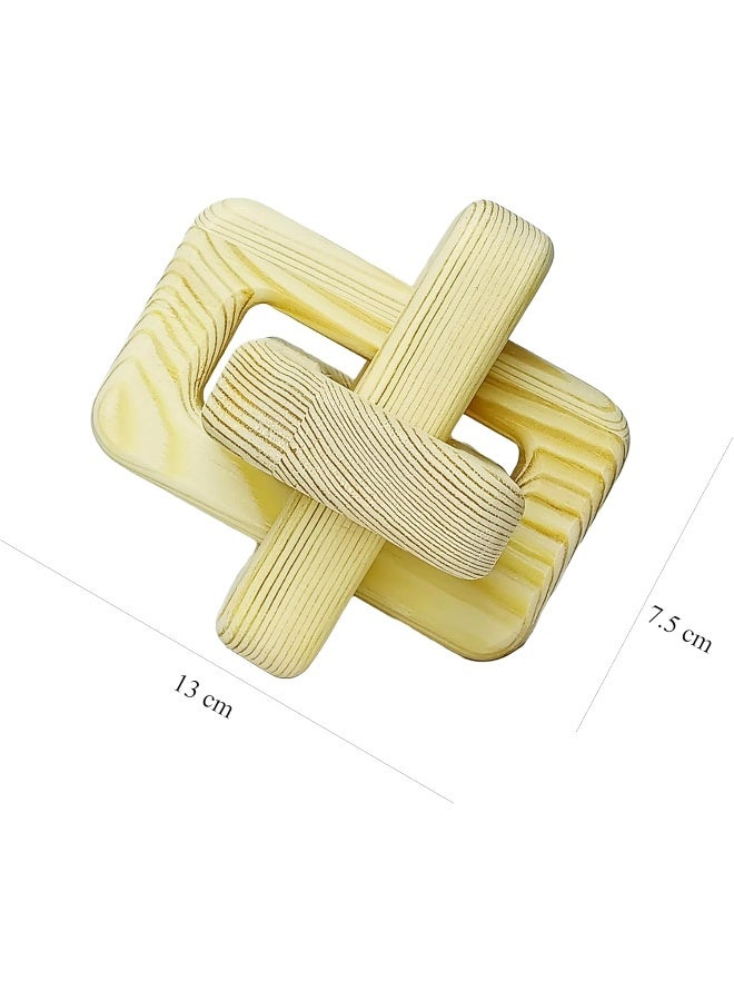 YINZUO YINZUO Wooden Knot and Chain Link Decor â€“ Natural Wood Link Sculpture & Interlocking Knot for Coffee Table, Modern Farmhouse, Boho, Shelf Decor (C) - Image 3