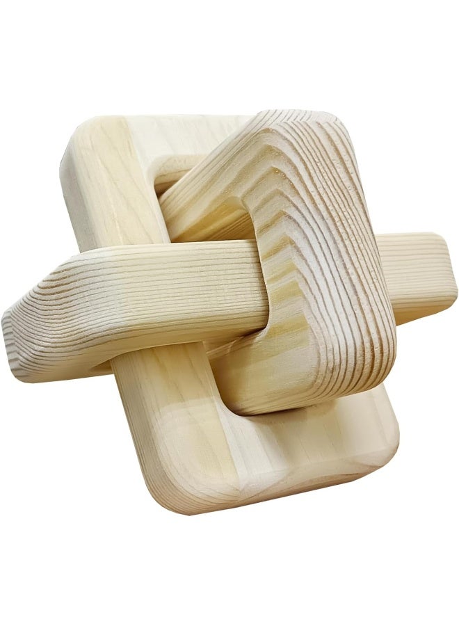 YINZUO YINZUO Wooden Knot and Chain Link Decor â€“ Natural Wood Link Sculpture & Interlocking Knot for Coffee Table, Modern Farmhouse, Boho, Shelf Decor (C) - Image 1