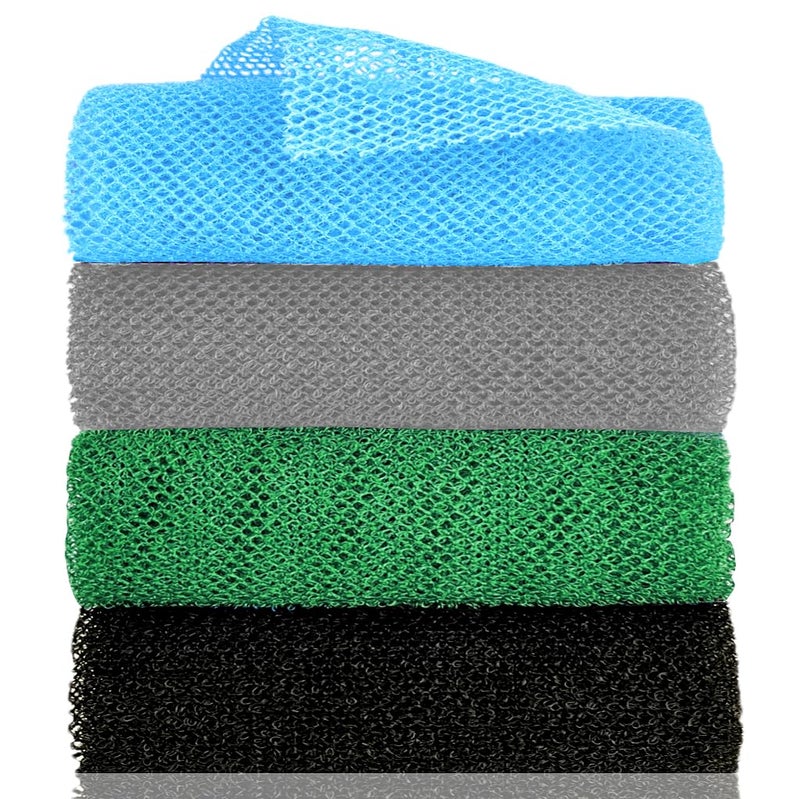 SPMKTBOZAI African Exfoliating Net, African Net Sponge, Nylon African Bathing Sponge Net, African Net Long Net Bath Sponge Shower Body Scrubber Back Scrubber Skin Smoother ((Black,White,Blue,Emerald Green)) - Image 1