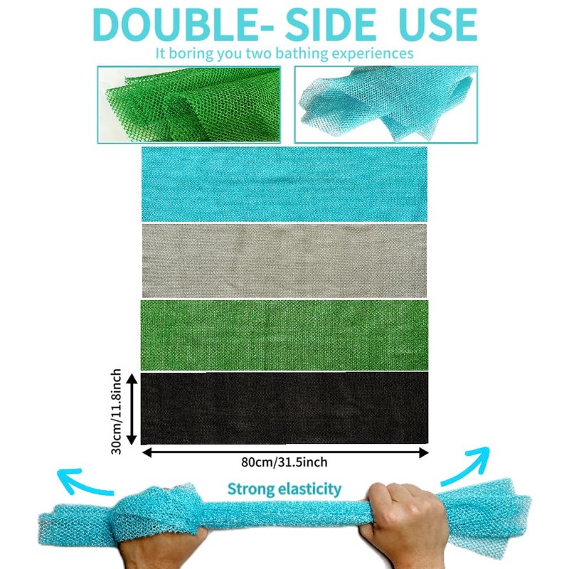 SPMKTBOZAI African Exfoliating Net, African Net Sponge, Nylon African Bathing Sponge Net, African Net Long Net Bath Sponge Shower Body Scrubber Back Scrubber Skin Smoother ((Black,White,Blue,Emerald Green)) - Image 3
