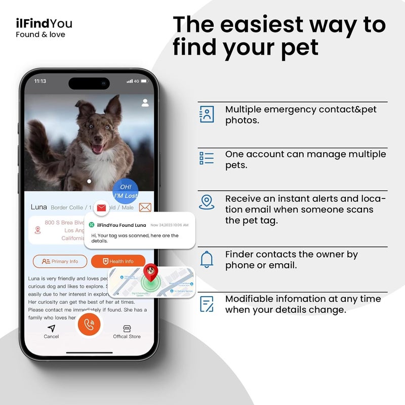 ILFINDYOU 3 Pack Dog Tags Personalized, QR Code Pet ID Tags for Dog Collar, Online Profile, Scan Location Alerts, Black,Pink,Red - Image 4