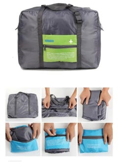 Generic Waterproof Nylon Folding Travel Duffle Bag, Large Capacity Airplane Luggage (45*30*15cm,*Grey-green)  - Image 3