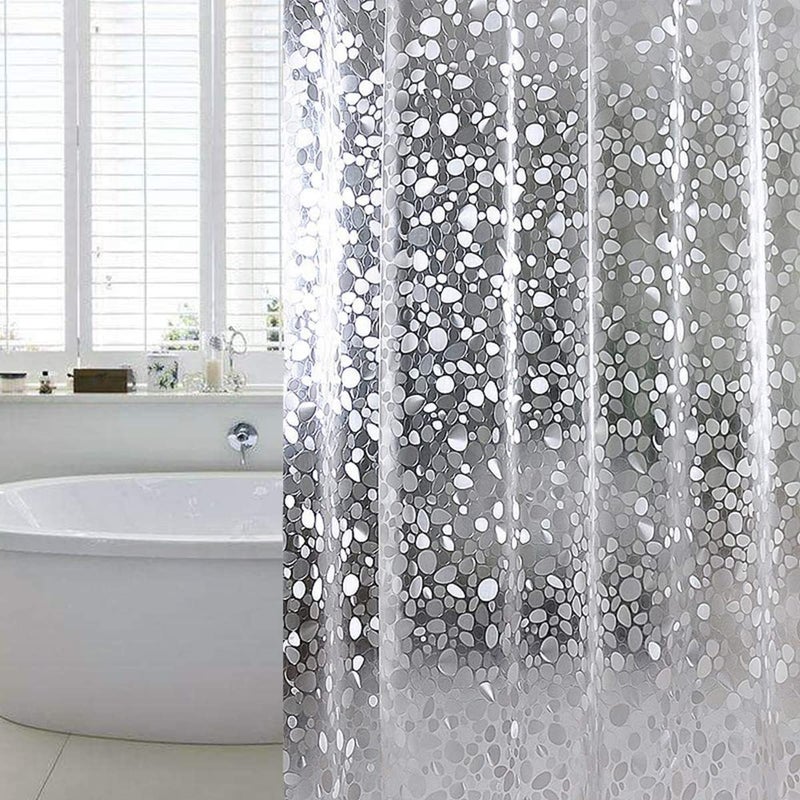 HOMECROWN Waterproof Clear Plastic 3D Design 7 Feet Long Bathroom Shower Curtain with 8 Durable Curtain Ring Hooks 7x4 Feet Transparent - Image 1
